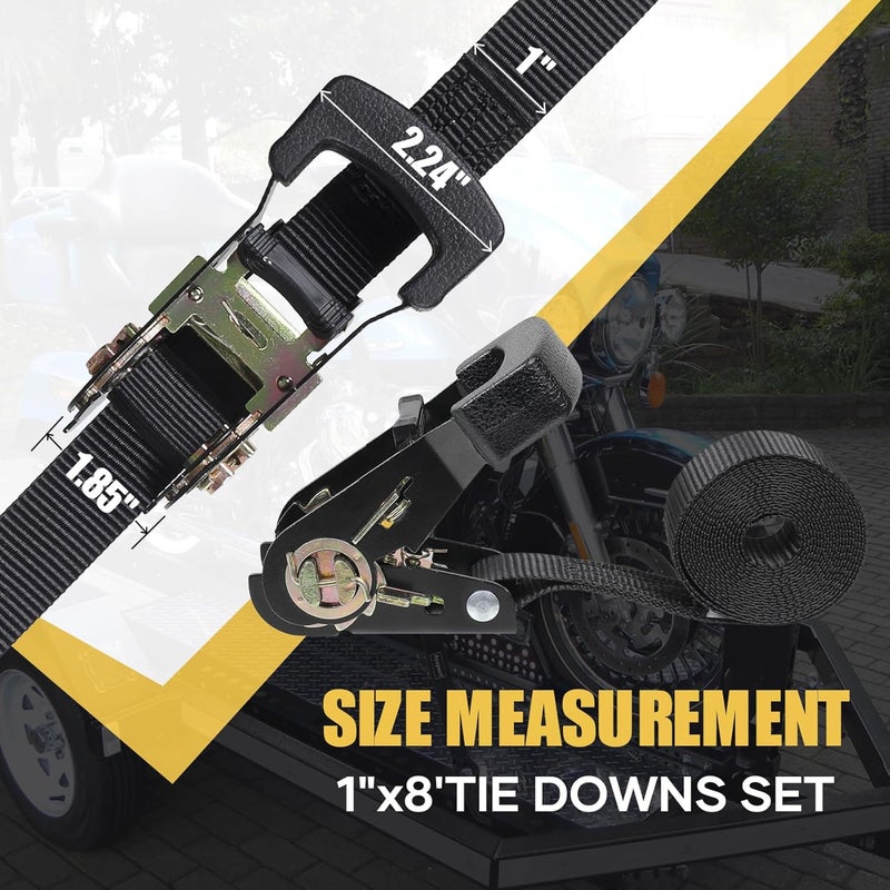 Ayaport Endless Ratchet Straps (No Hooks) 1" x 8' Heavy Duty Small Ratchet Tie Down Straps 1860lbs Break Strength Black Tie Downs for Cargo, Truck Bed, Motorcycle - Image 4